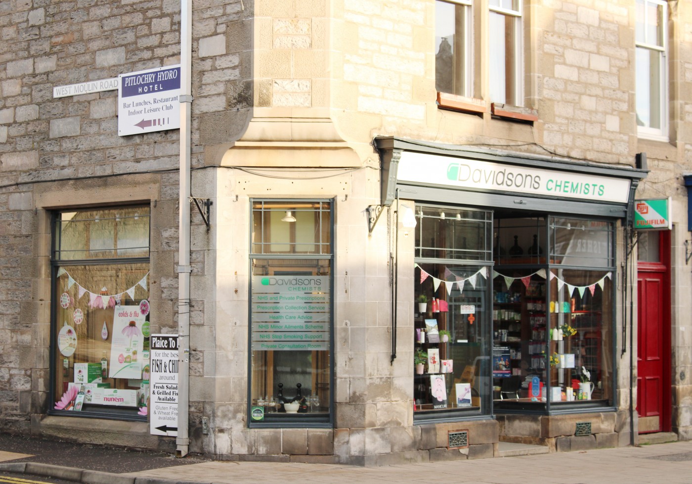 Davidsons Chemists and Pharmacy essential amenities shop based in Pitlochry town centre.