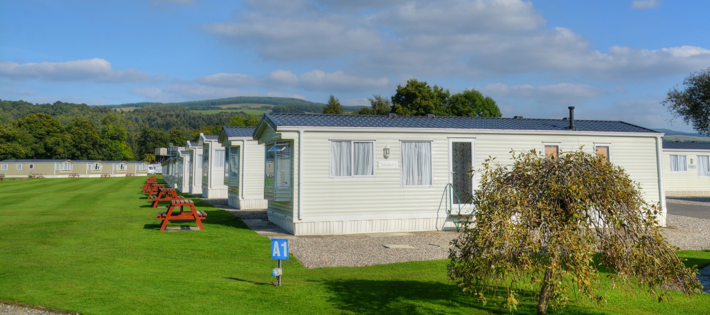 At Fonab we have 27 modern  static caravans well spaced out around the perimeter of the park, with space provided alongside each van for car parking for 2 cars.