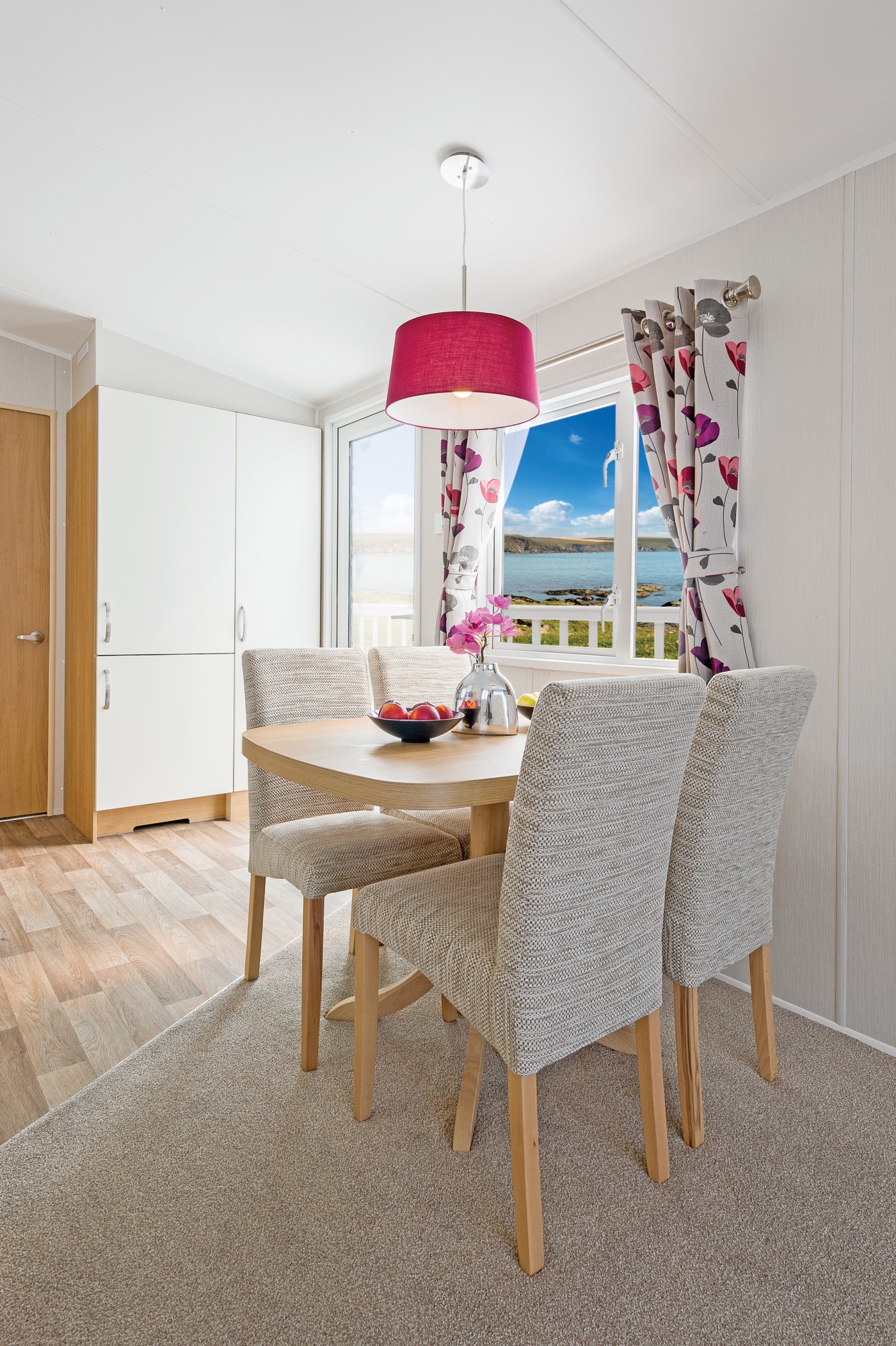 You will have a fantastic view of Ben Y Vrackie from the Willerby Avonmore. It has two bedrooms and an open plan kitchen/living room layout. 
Bedroom 1 – Double
Bedroom 2 – Twin. 
The living area can accommodate a further two people by setting up the sofa bed.