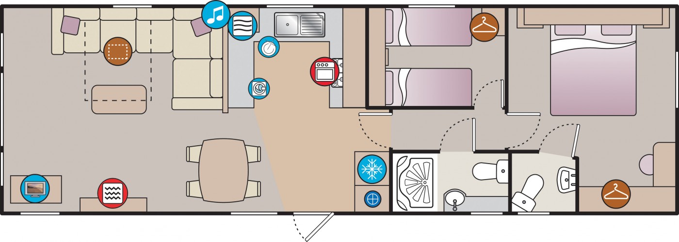 A   2014 Avonmore 2 Bedroom Caravan Floor Plan
