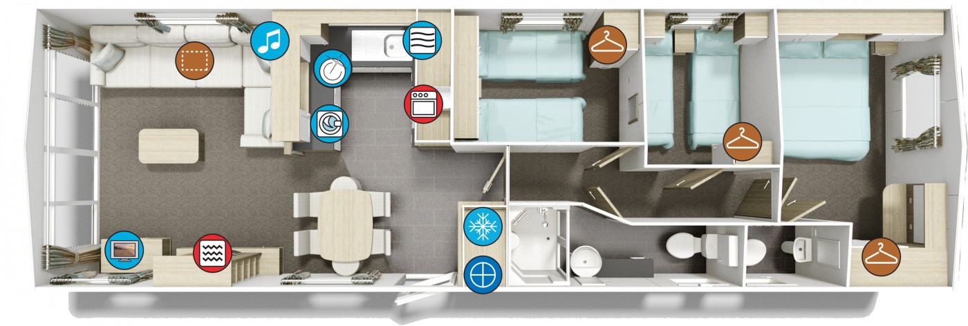 B   2015 Avonmore 3 Bedroom Caravan Floor Plan