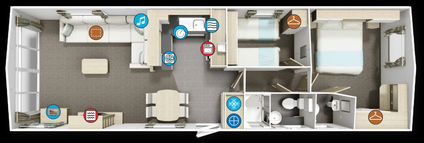 E  2016 Willerby Avonmore - 2 Bedroom Floor Plan