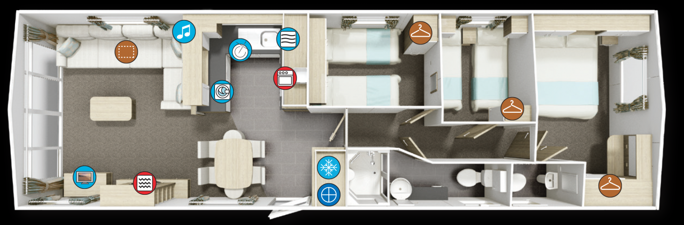 C   2016 Avonmore 3 Bedroom Caravan Floor Plan