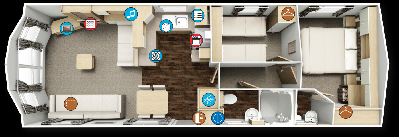 D   2016 Brockenhurst 2 Bedroom Caravan Floor Plan