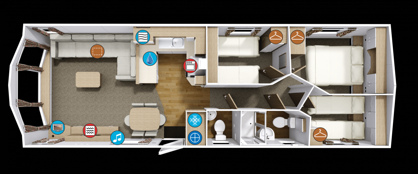 F   2017 Sierra 3 Bedroom Caravan Floor Plan