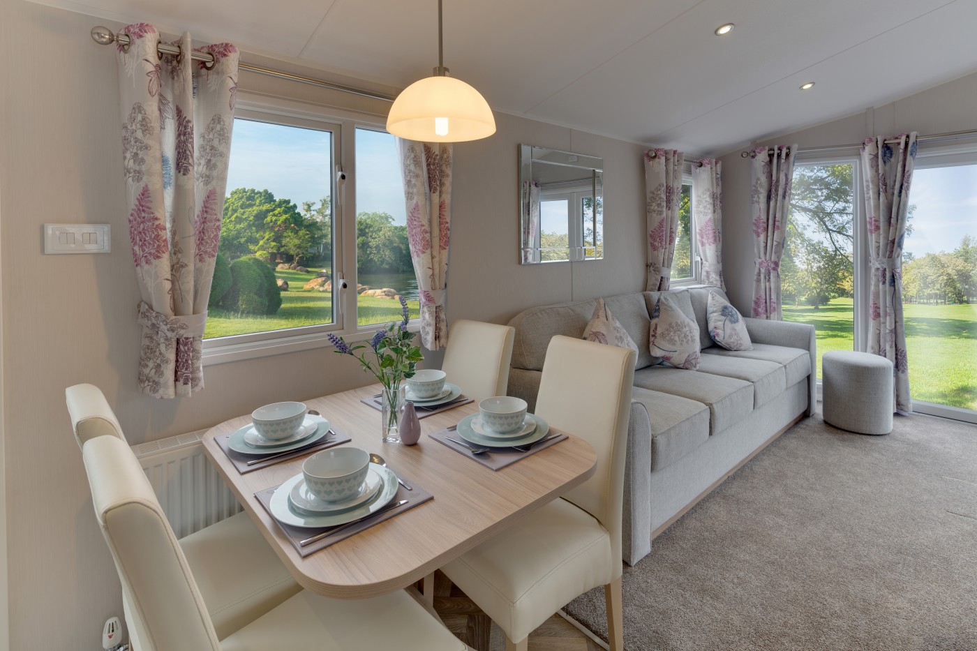 The 2018 Willerby Brockenhurst is close to the River Tummel and is south facing. It has three bedrooms and an open plan kitchen/living room layout. Bedroom 1 – Double, Bedroom 2 – Twin, Bedroom 3 - Twin. We do not supply sheets, towels and dish towels. This is a No Smoking Caravan