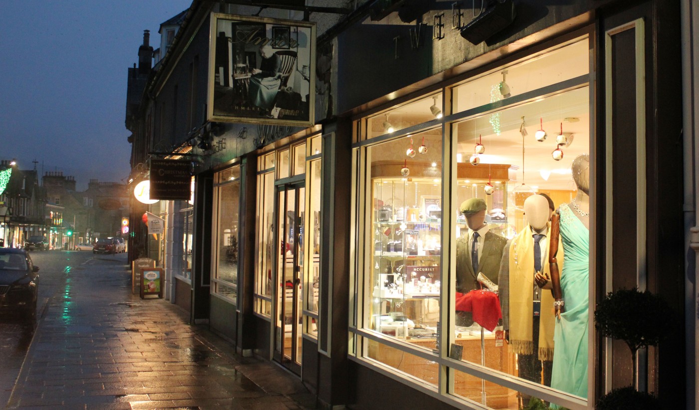 Pitlochry shopping street at night