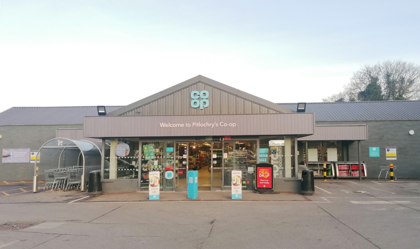 The Shop front of Pitlochry's convenience store, the Co-op.