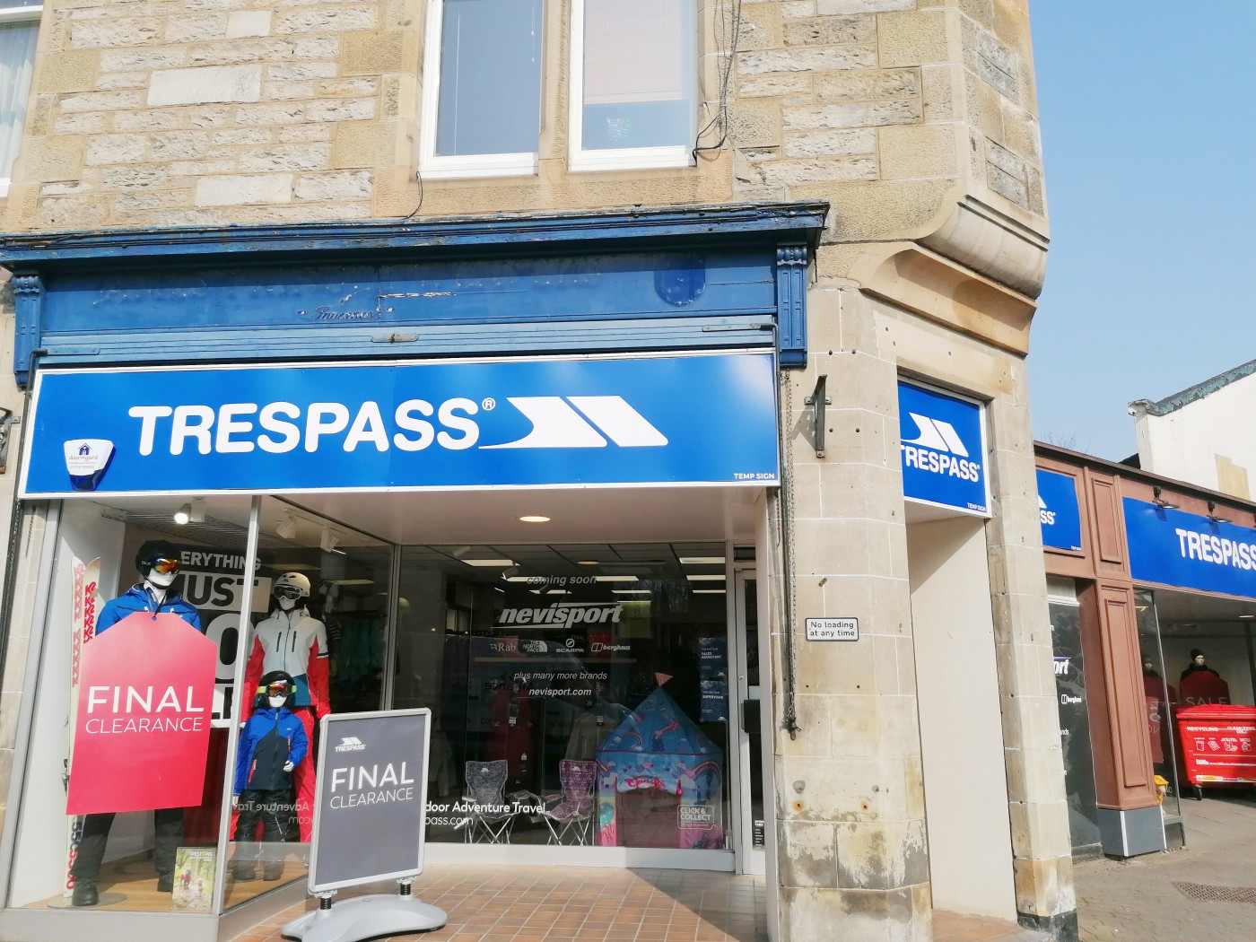 Trespass technical apparel retail shop in Pitlochry
