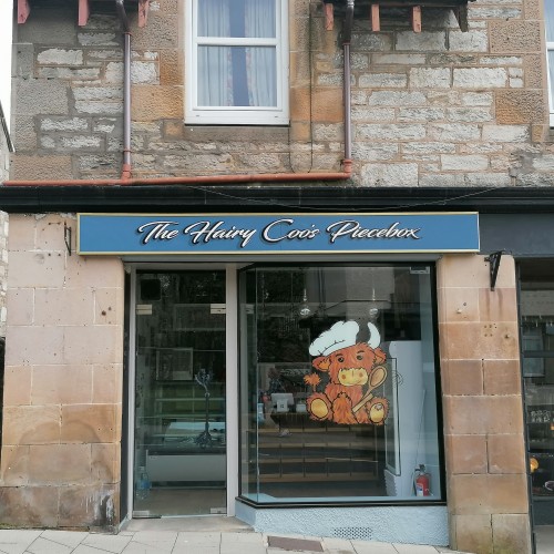 The Hairy Coo's Piecebox shop in Pitlochry