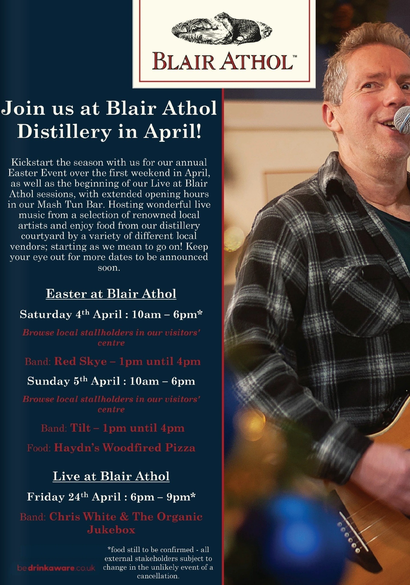 Live Music and Events calendar At Blair Athol Distillery at Fonab Caravan Park